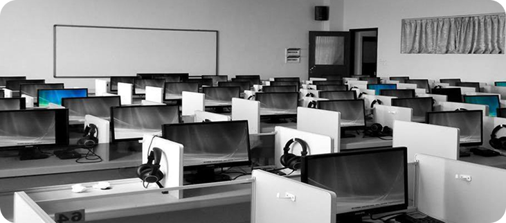 Computer laboratory setup at a Datalogix client site — integrated IT hardware solutions