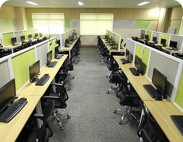 Call center setup with complete accessories and hardware components
