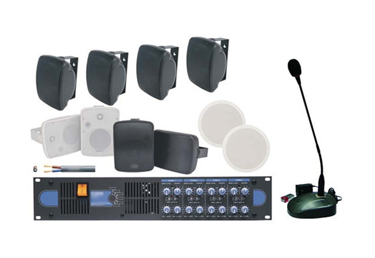Public address system hardware and speakers